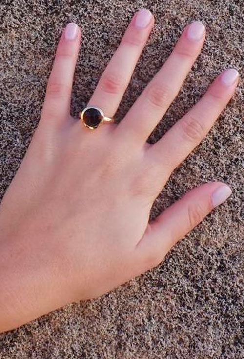 anillo de plata chapada marca coolook con topacio azul oportunidad vista modelo