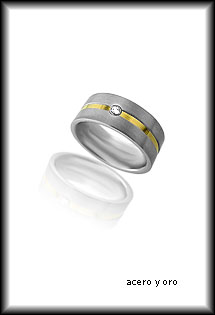 Alianza de acero bicolor con circonita. 045_SOUL04 Alianza fantasia diversos materiales rfcia.045_SOUL04