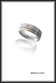 Alianza de acero bicolor con circonita. 045_SOUL06 Alianza fantasia diversos materiales rfcia.045_SOUL06