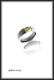 Alianza de acero bicolor con circonita. 045_SOUL09 Alianza fantasia diversos materiales rfcia.045_SOUL09