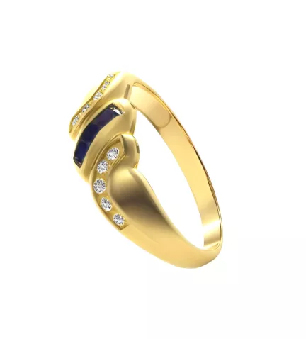 anillo de oro amarillo con diamantes y zafiros Ruzafa 070 0001 ZAF 01