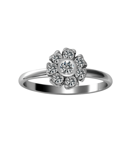 anillo de oro blanco con circones Laflor foto principal