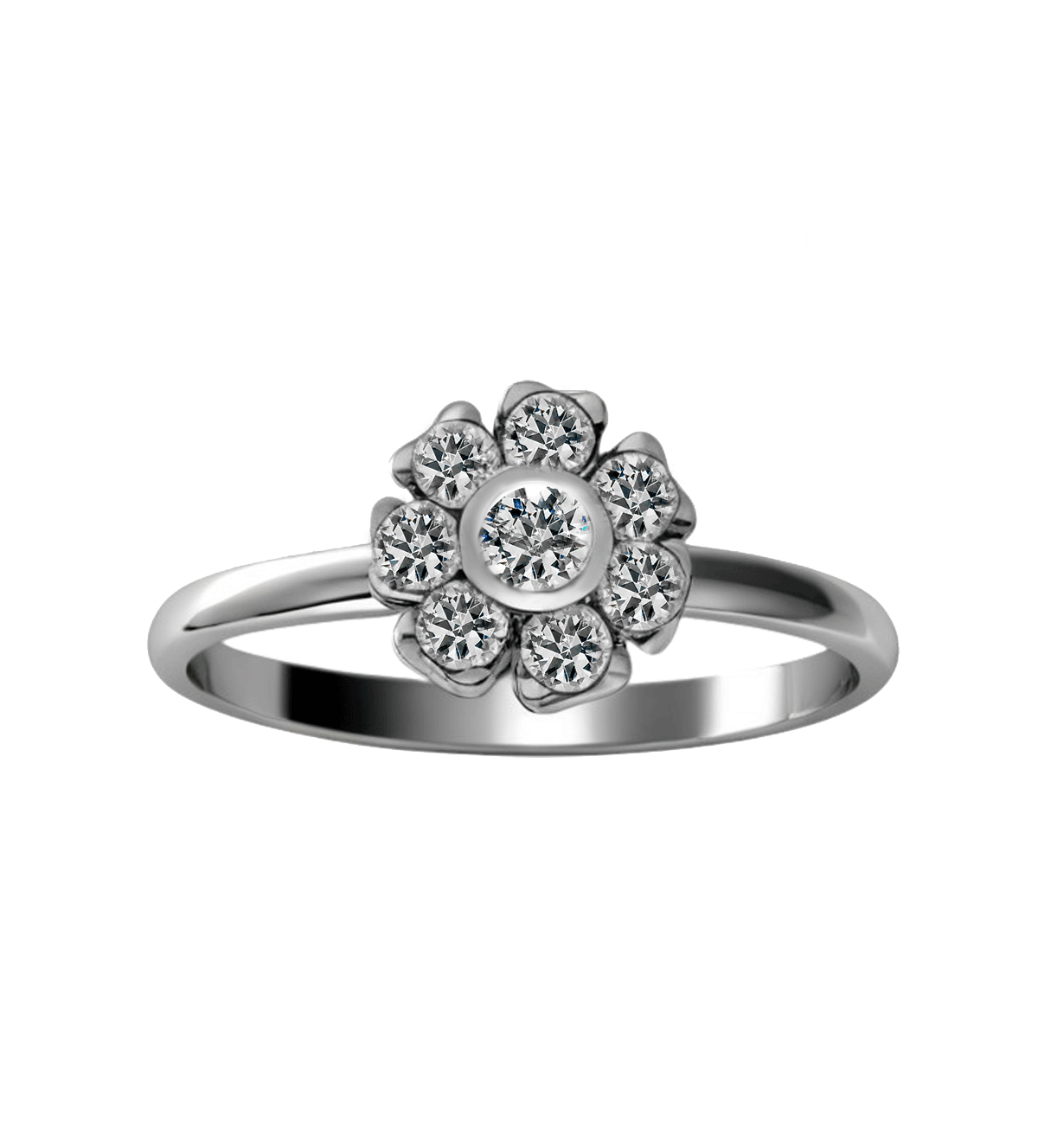 anillo de oro blanco con circones Laflor foto principal