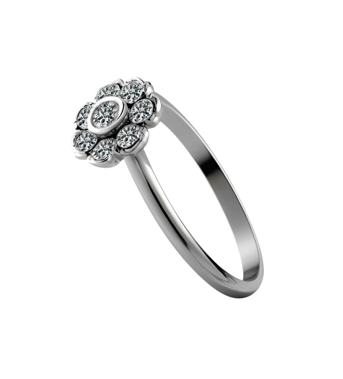 Anillo de oro blanco "Laflor" anillo de oro blanco con circones Laflor foto lateral