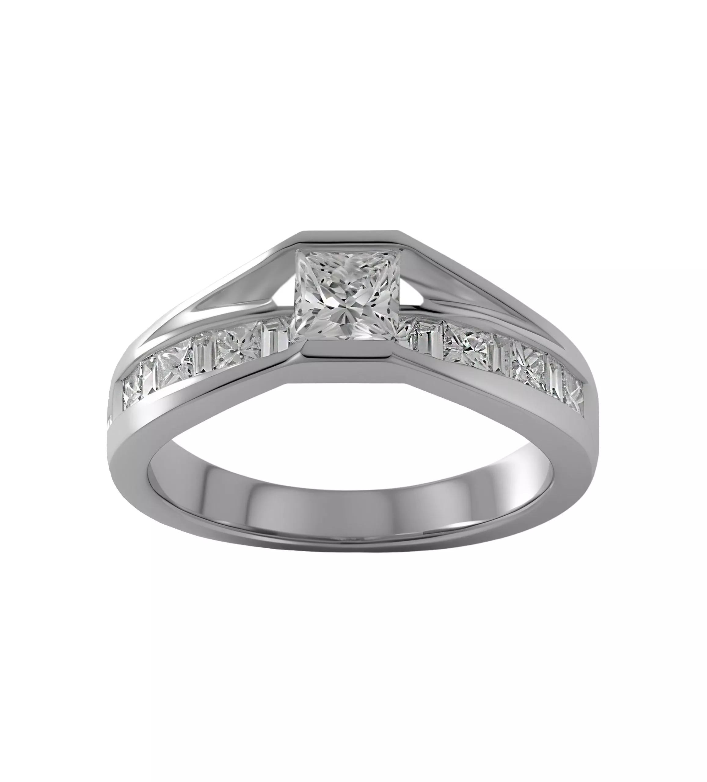 Anillo de compromiso oro blanco con diamantes 243_271-00085 anillo oro blanco 18k con diamantes talla princesa