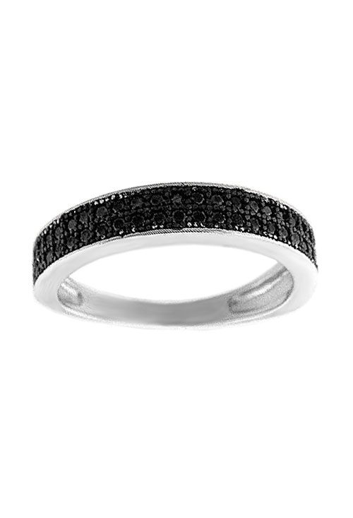 Anillo plata y circonitas negras 245_HLR1283155 mediaalianza plata de ley carril doble fila de circones negros