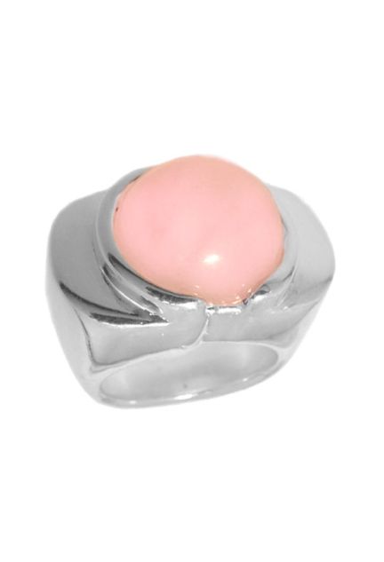 anillo plata para mujer con cuarzo rosa redondo bombe a precio muy barato