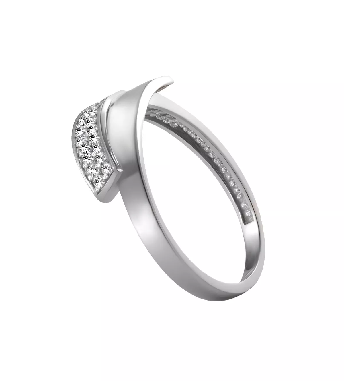 anillo de oro blanco 18k con circones foto lateral