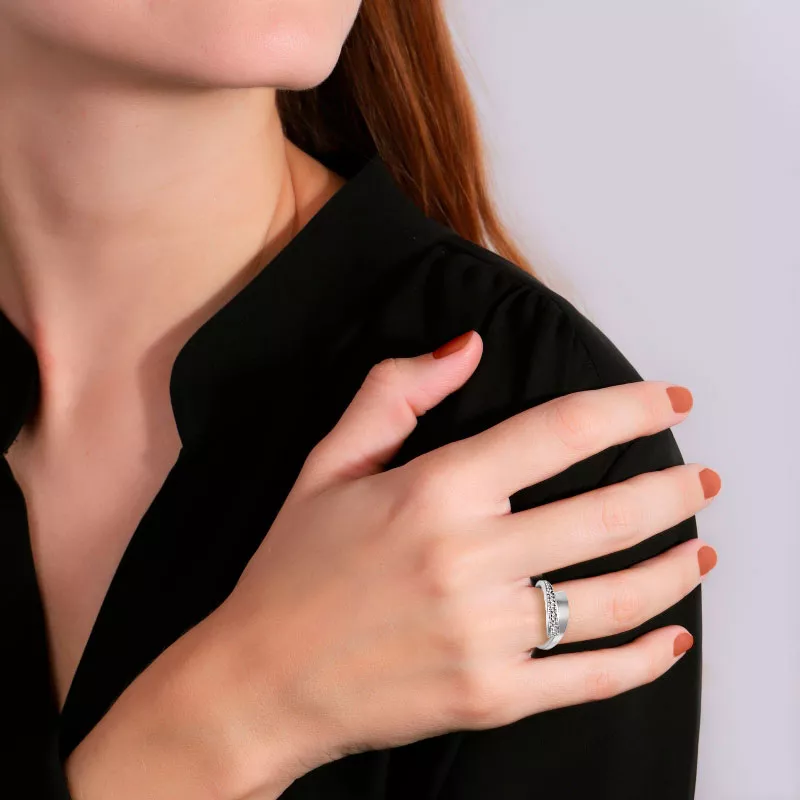 Anillo de oro blanco 18 ktes con circonitas 243_400-00536 - Imagen 3