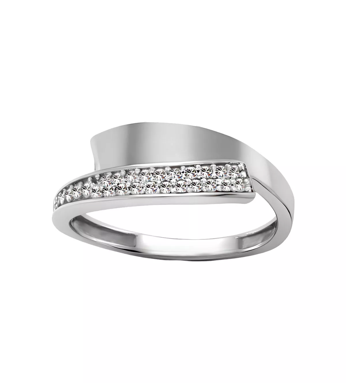 anillo de oro blanco 18k con circones