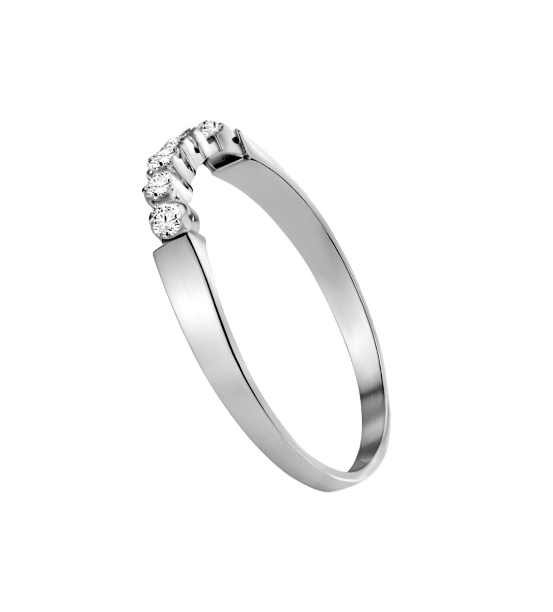 Media alianza de oro blanco de ley de 18 kilates con circonitas en joyeria online a los precios mas baratos de internet lateral