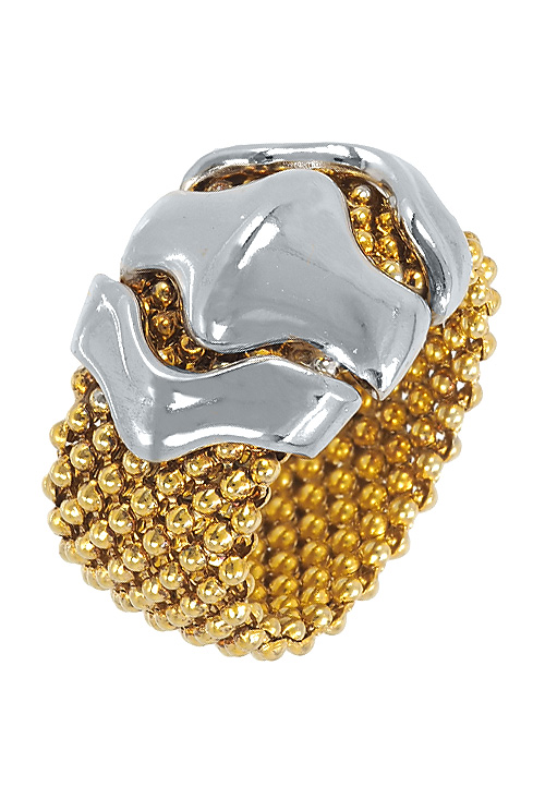 Anillo plata bicolor brazo esterilla 248_0368-AB anillo plata chapada con motivo tipo bulgari en plata su color vista oblicua precio de ocasion 248_0368-AB_01