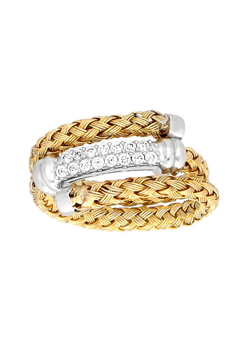 Anillo plata chapada bicolor 248_0364-AB anillo de plata chapada bicolor con circonitas