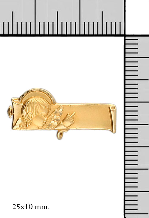 Broche oro 18k para bebé 001_008002 Imperdible de oro para bebe - foto 03 con medidas - rfcia 001_008002