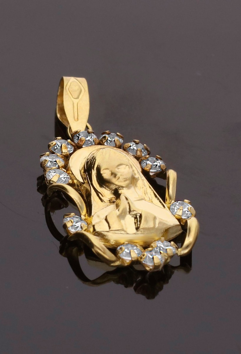 Medalla oro Virgen Niñ fotografia medalla virgen nina oro ley 18 kilates foto sin recortar fondo negro