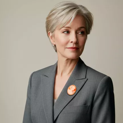 broche de oro para solapa camafeo señora toma con modelo mujer