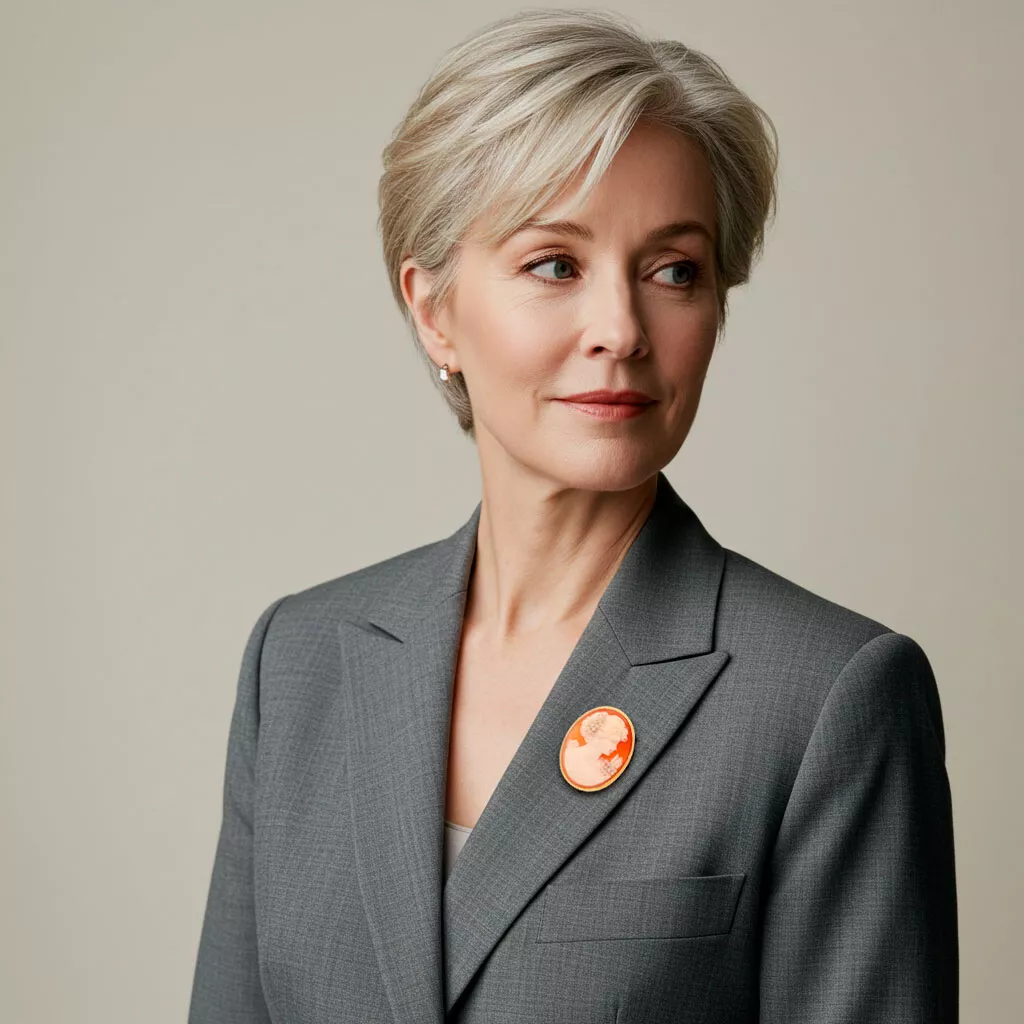 Broche de oro para solapa CAMAFEO Señora broche de oro para solapa camafeo señora toma con modelo mujer