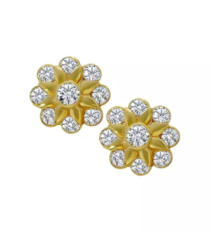 pendientes de oro amarillo 18k con circones foto frontal