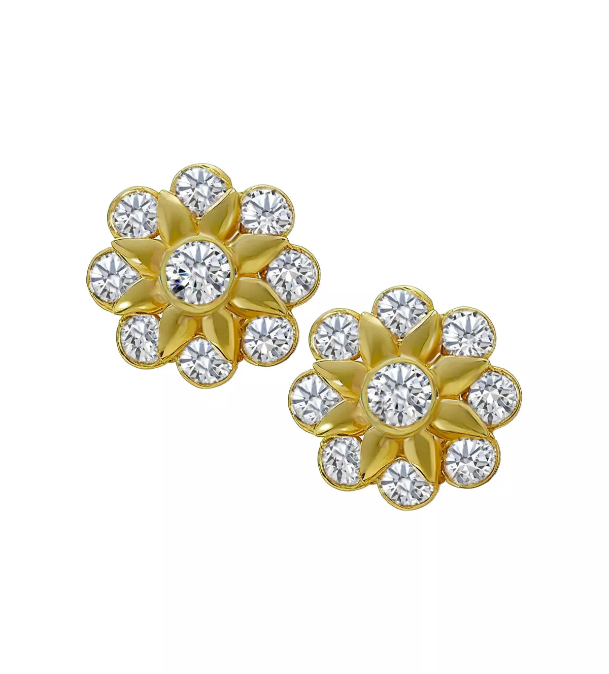 Pendientes de oro "Orla Clas" pendientes de oro amarillo 18k con circones foto frontal