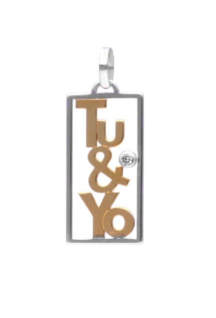 colgante del amor tu y yo oro bicolor 18 kilates foto frontal 024_1268-BI