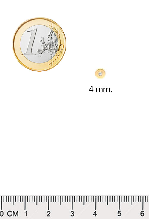 Pendientes oro con diamante, dormilonas. 095_450551-CH pendientes dormilona oro amarillo 18 kilates con diamante para bebe foto con medidas precio barato joyeria online