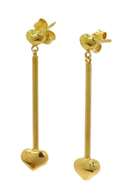 Pendientes oro, largos, sin piedras, oro amarillo. 100_H027