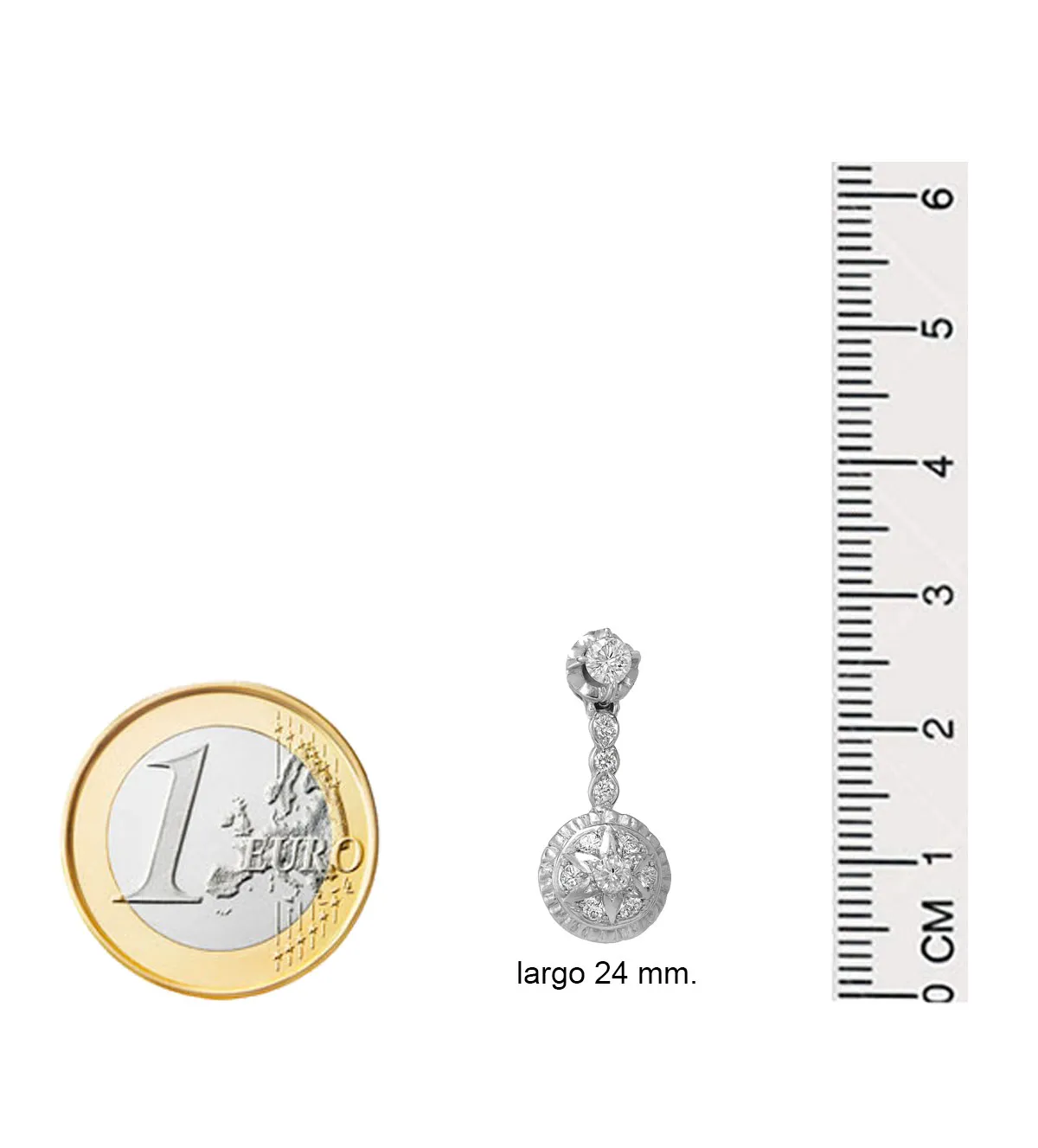 Pendientes de oro blanco 18k roseta 120_257 120_257_M pendientes de oro blanco largos tipo roseta cordobesa medidas