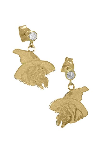 Pendientes oro 18k bruja colgando de circonita 120_411