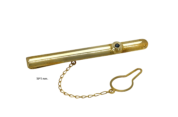 Pisacorbatas de oro amarillo 18 ktes. con zafiro fino. 146_6014-A