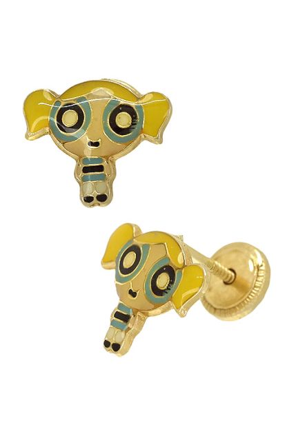Pendientes dormilona oro 1ª ley 750 mmas. (18 k.) con esmalte oro amarillo rfcia.197_0656