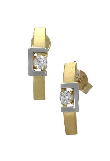 Pendientes oro 1ª ley 750 mmas. (18 k.) aretes con piedras oro bicolor rfcia.197_1-1136