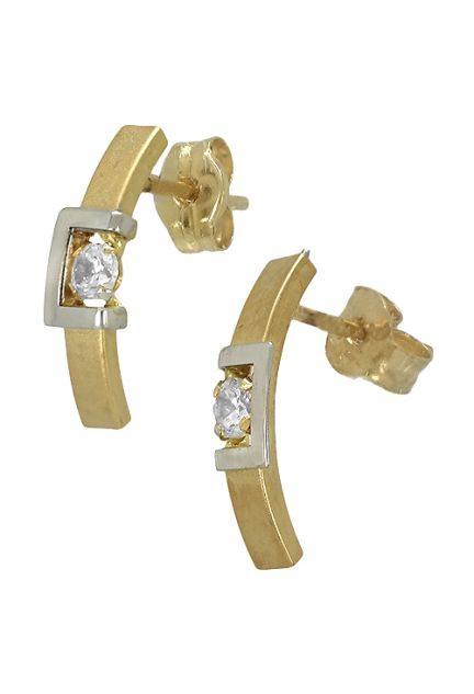 Pendientes oro, aretes, con piedras, oro bicolor. 197_1-1136