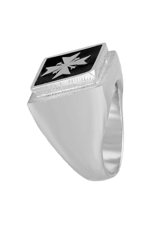 Sello plata para hombre cruz de Malta 200_L10185-15 sello de plata para hombre cruz de malta vista lateral