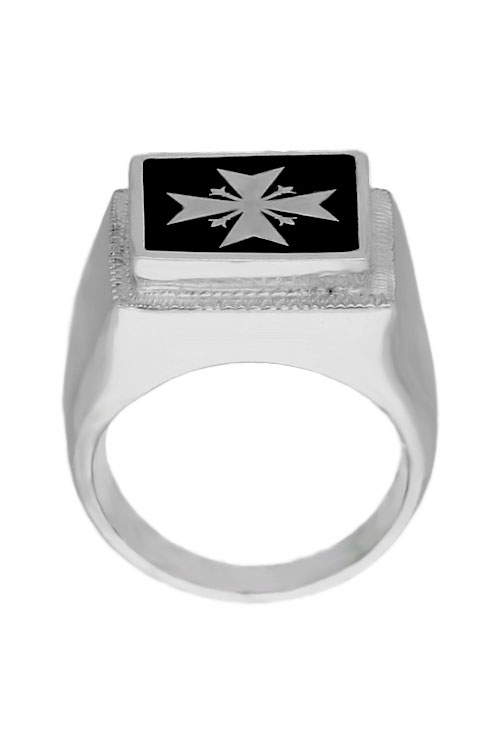 Sello plata para hombre cruz de Malta 200_L10185-15 sello de plata para hombre cruz de malta vista cenital