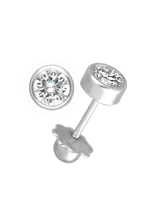 Pendientes bebé oro blanco y circonita tipo dormilona 234_1002-B Pendientes bebé oro blanco y circonita tipo dormilona 234_1002-B perfil