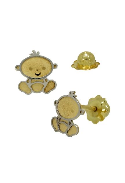 Pendientes dormilona oro 1ª ley 750 mmas. (18 k.) sin piedras oro bicolor rfcia.234_2033