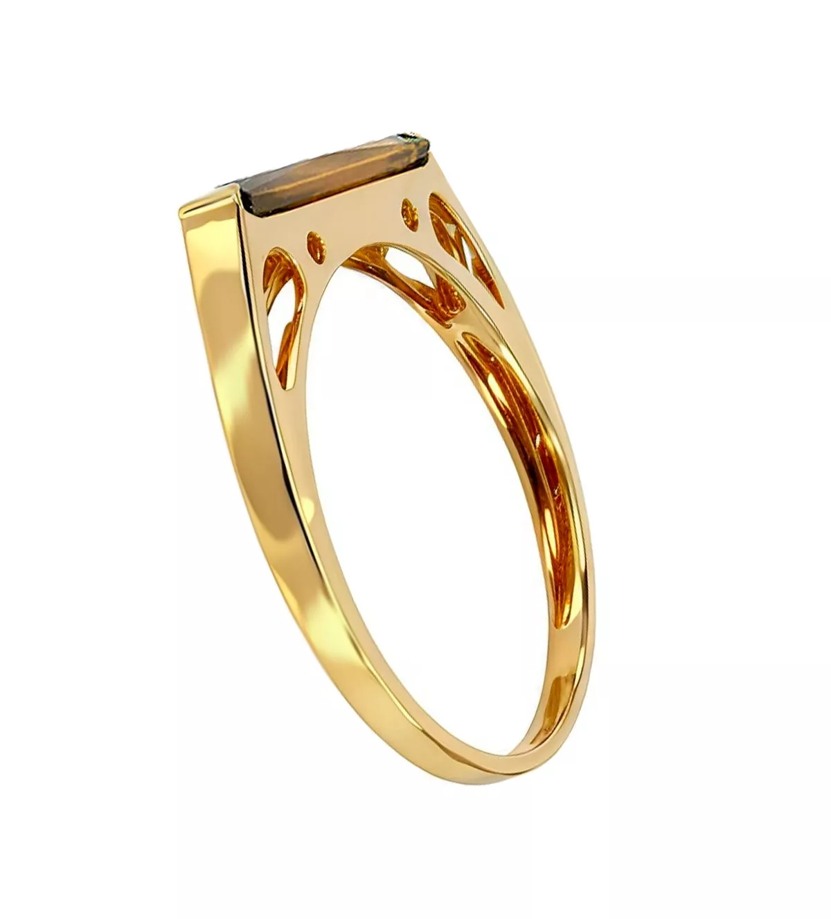 Anillo de oro 18 k. y peridoto Prisma verde" Anillo de oro y peridoto prisma verde toma lateral