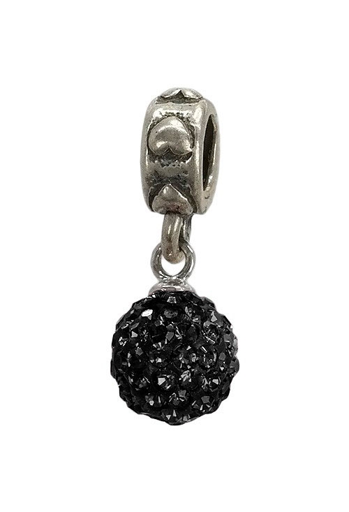 Abalorio de plata bola cristales negros 015_092-09