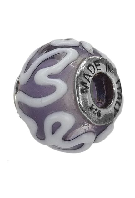 abalorio de plata cristal murano con esmalte blanco vista frontal 015_GRM17 foto 2