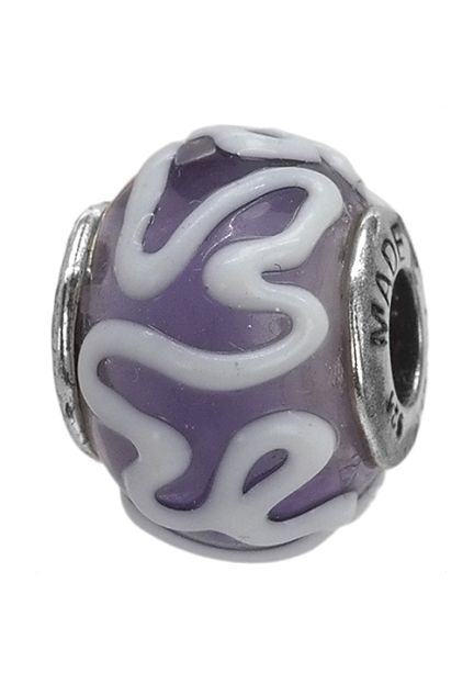 abalorio de plata cristal murano con esmalte blanco vista frontal 015_GRM17