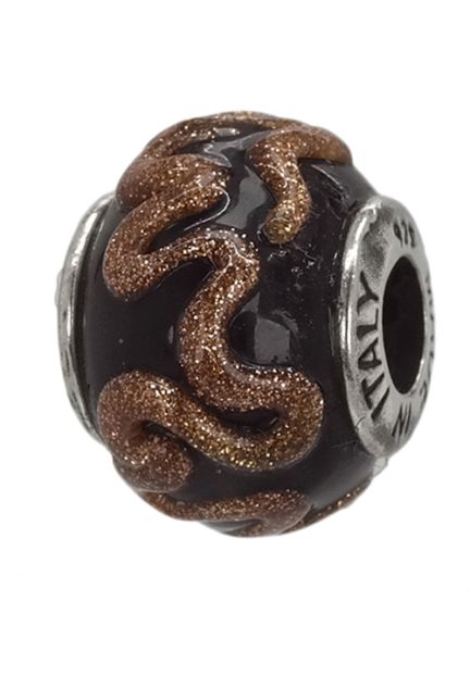 abalorio de plata cristal murano con esmalte marrón vista frontal 015_GRM18 foto 1