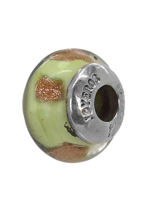 abalorio de plata diseño clasico color verdoso y adornos dorados 015_MRN113 foto dos