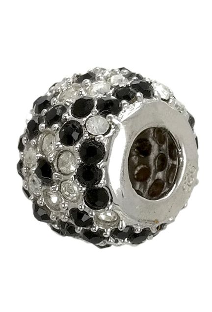 abalorio de plata forma clásica con circonitas blancas y negras 015_26-10 foto lateral