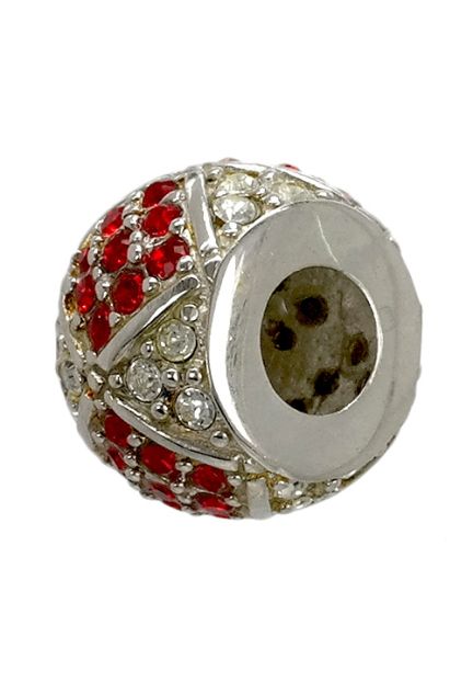 abalorio de plata forma de donuts cuajado de circonitas blancas y rojas formando rombo foto 2 015_29-10