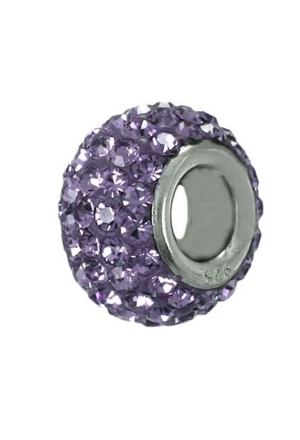 abalorio de plata forma donuts cuajado cristales swarovski color morado foto lateral 015_300-09_01