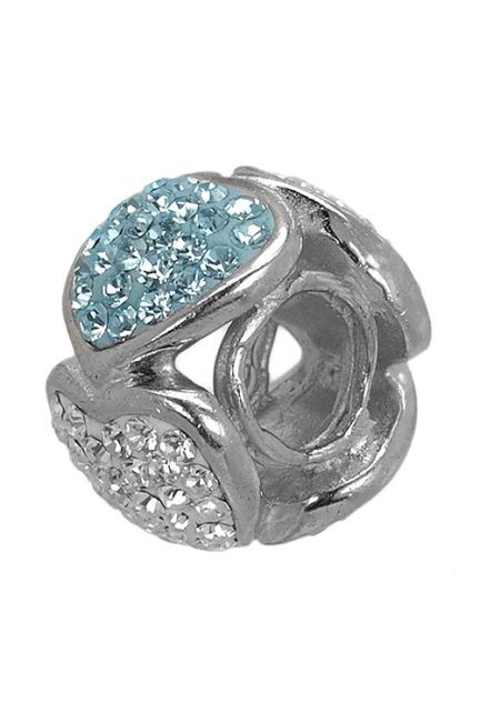 abalorio de plata formas de corazon cuajados de cristales swarovski uno en blanco y otro en azul 015_SP780A foto 2