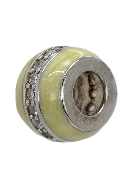 abalorio forma tonel esmaltado en beige con cinturon central de circonitas 015_37-2 foto 2