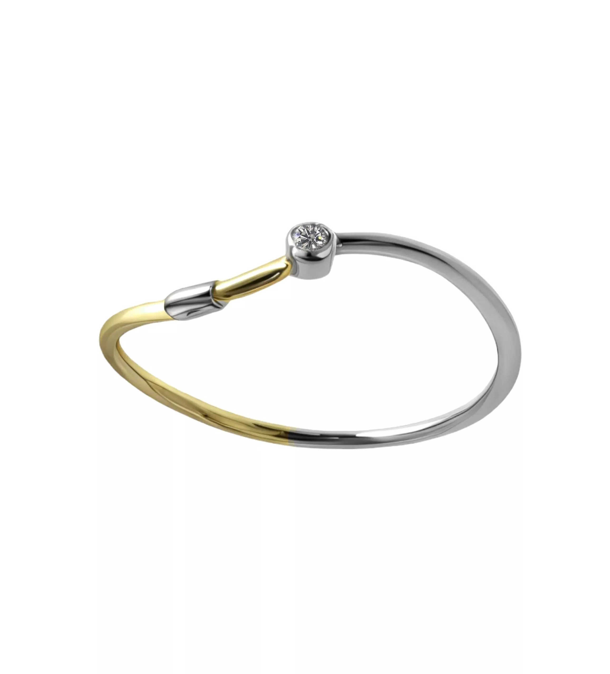 Anillo compromiso oro bicolor 18 ktes con diamante. 146_0010 anillo compromiso oro bicolor 18k con diamante