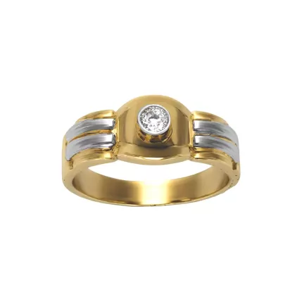 anillo de compromiso oro bicolor con brillante