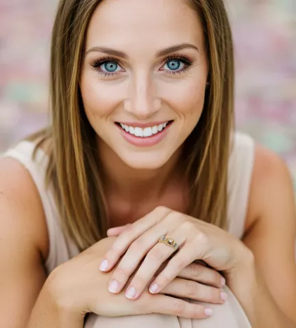 anillo de compromiso oro bicolor con brillante foto mujer IA